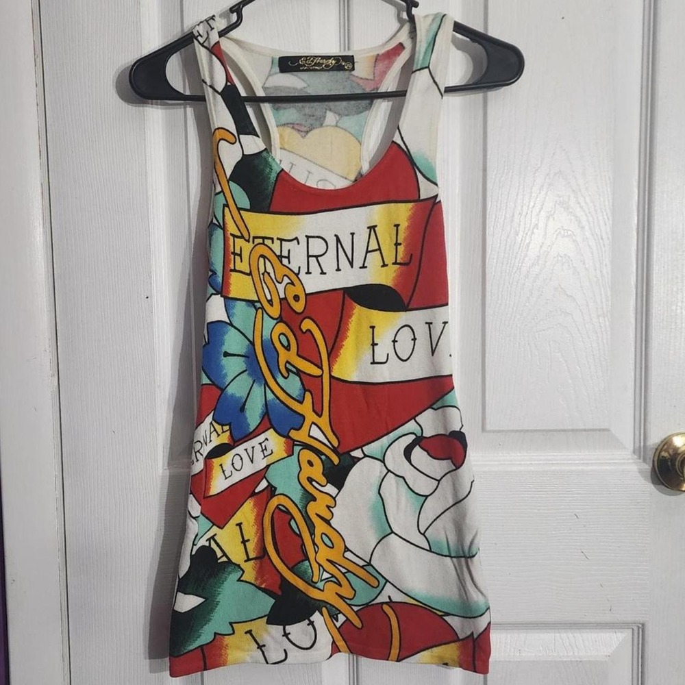 Vintage Y2K Ed Hardy Eternal Love All Over Print Tank